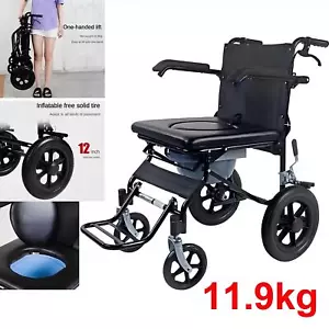 Mobile Shower Toilet Commode Chair Bathroom Bedside Footrest Wheelchair Foldable - Picture 1 of 14