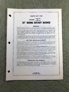 AMF 30" RIDING ROTARY MOWER PARTS LIST MANUAL MODEL 12661200 12680100 P/N 60370 - Picture 1 of 5