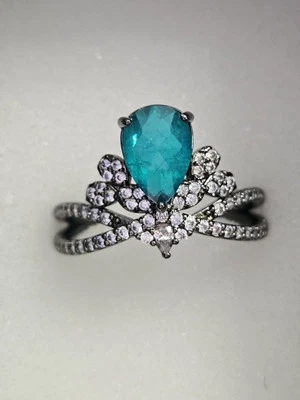 Anillo Fiesta Bomba Talla 10 Villanos Locura y Travesura Paraiba Turmalina Hematita Foto 1 de 4