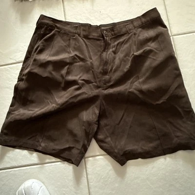 Tommy Bahama 短裤 100% 真丝斜纹布男式 40 码深棕色打褶 D3 — 第 1/4 张图片