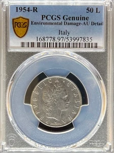 1954-R Italia 50L AU Dettagli PCGS (#PA53997835) - Foto 1 di 2