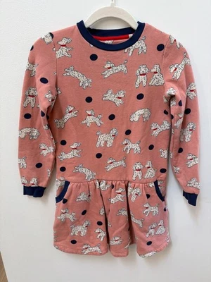 Mini Boden Girls 9/10 Long Sleeve Pink Dog Poodle Print Dress - Image 1 of 4