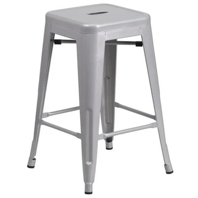 Flash Furniture 24" Metal Backless Counter Stool in Silver - Image 1 of 4