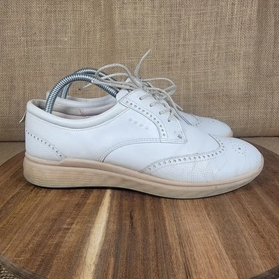Ecco Hydromax 高尔夫鞋白色皮革翼尖超宽女式 39 码 EU 8 美国 — 第 1/4 张图片