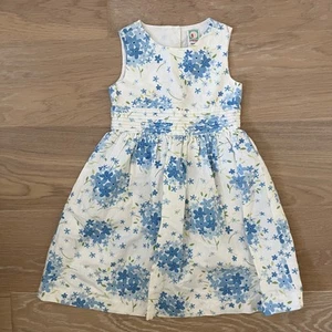 Gymboree Vintage Floral Linen Blend Dress Easter Blue White sz 4 - Picture 1 of 3