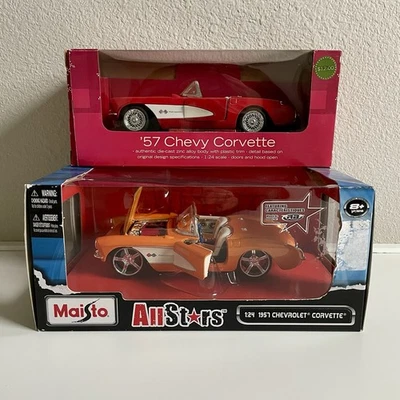 Conjunto de 2-NOVO 1957 Chevrolet Corvette escala 1:24 carros colecionáveis fundidos - Imagem 1 de 4