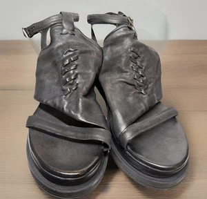 Sandali donna A.S. 98 Louie A15021-101-6002 in pelle nera plat taglia 9 EU 40 - Foto 1 di 13