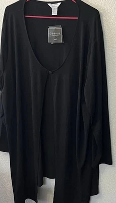 GEORGE  NWT 22/24  (2X) Black Cardigan Long Sleeve Blouse Tunic Top. - Image 1 of 3