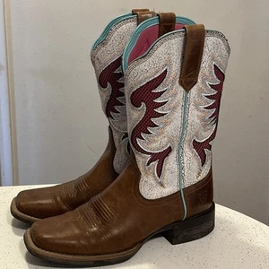 Ariat Size 7B Womens Pinto VentTEK 360, Distressed White Multi-Color Stitching - Picture 1 of 11