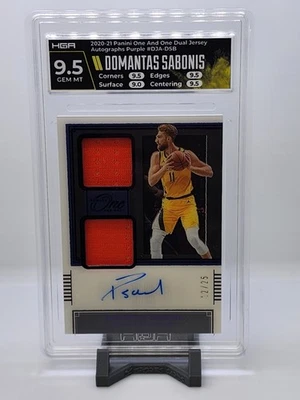 2020 Panini One And One Basketball Dual Relic Autograph Domantas Sabonis /25 - Image 1 of 2