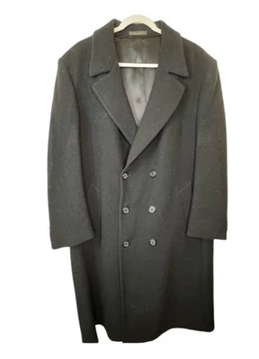 London Fog Men’s Long Wool Coat Black Double Breasted - Image 1 of 4