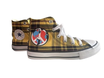 匡威 Converse All Star 12 Youth World Peace 黄色格子高帮运动鞋 — 第 1/4 张图片