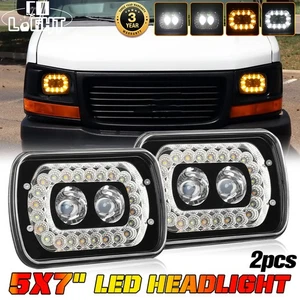 2PCS 7x6" LED Headlight W/Amber DRL fit for GMC Savana 1500 2500 3500 Safari Van - Picture 1 of 10