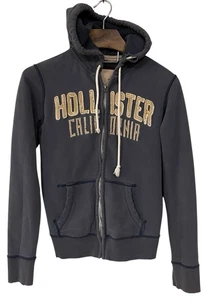 Vintage Hollister California Distressed Kapuzenpullover mit Reißverschluss Spellout Y2K Streetwear Herren S - Bild 1 von 12