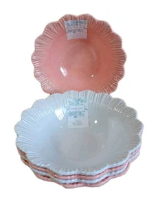 5 Shabby Chic 100 % Melamin Schalen, Pfirsich Weiß & Glitzer, 8" x 2,75" - Neu - Bild 1 von 2