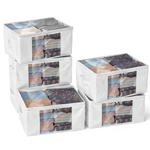 Clothes Storage Bags, Foldable Thick Fabric Blanket Storage Bags, Large Clear... - Picture 1 of 8