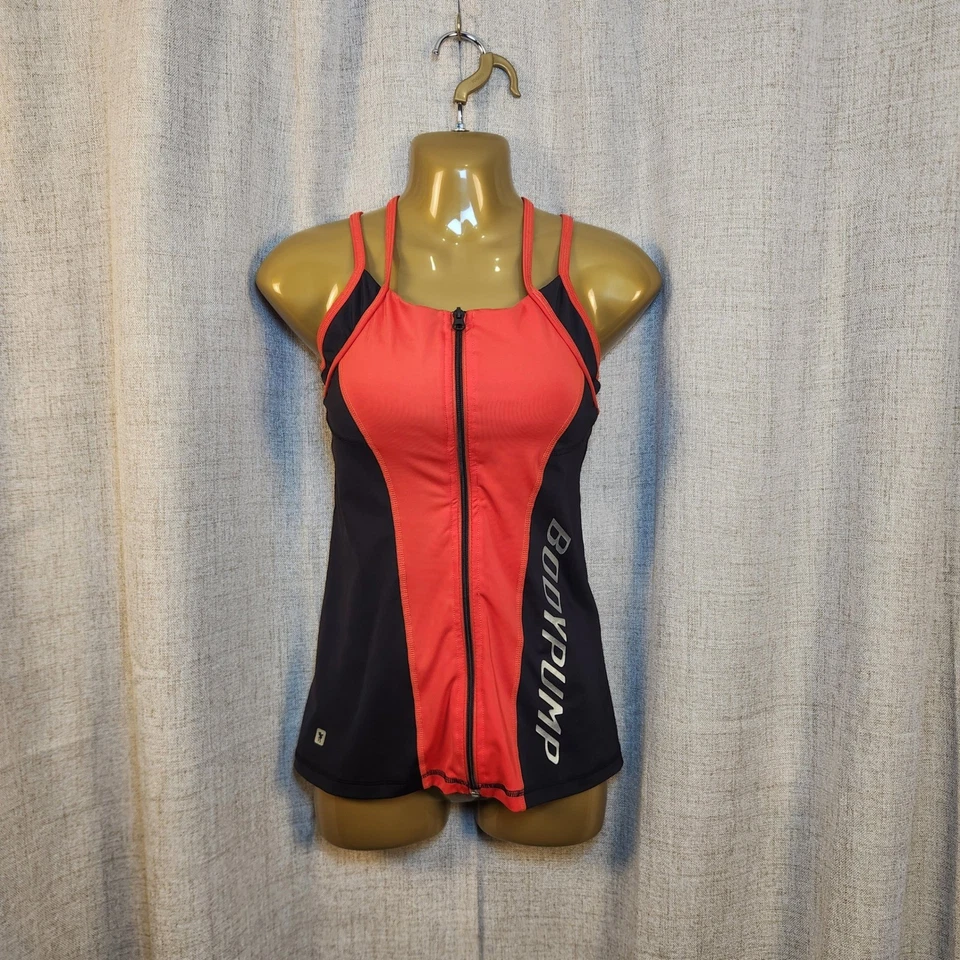 Les Mills Body Pump Tank Women's S Black/Red Built-in Bra Full Zip Body Building - Image 1 of 4