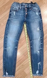 Kancan Signature Midrise Slim Skinny Stretch Distressed Girls Denim Jeans 10 - Picture 1 of 5