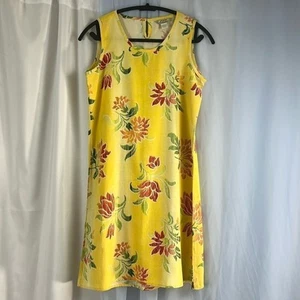 Tommy Bahama silk yellow floral sleeveless shift dress round neck small - Picture 1 of 9