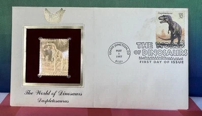 Réplica lacrada de ouro 22 quilates selo do mundo do dinossauro - Imagem 1 de 4