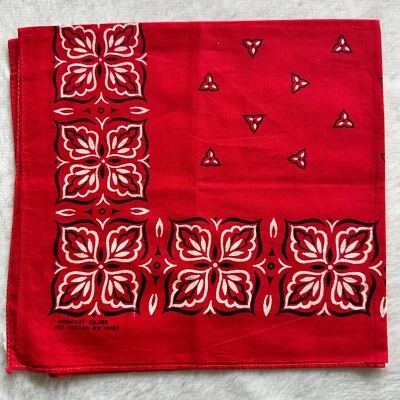 Pañuelo Bandana Vintage Rojo Lavado Colores Rápidos Algodón RN 14193 23" Hecho en EE. UU. Foto 1 de 4