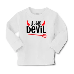 Kids Long Sleeve T Shirt Little Devil Horn Trident Cotton Girls & Boys Clothes - Picture 1 of 12