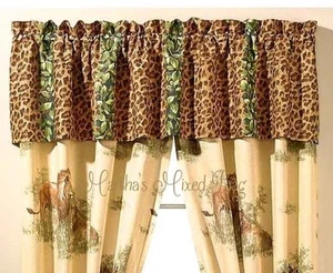 Brown Leopard Animal Print WINDOW Treatment 16"x 84" VALANCE Drapes NOT INCLUDED - Picture 1 of 1