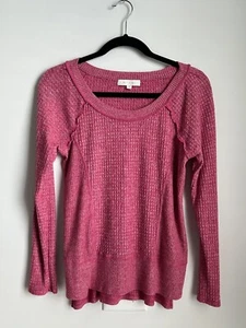 Anthropologie Eri + Ali Damen rosa Thermo Oberteil langärmelig Schaufelausschnitt XS - Bild 1 von 7
