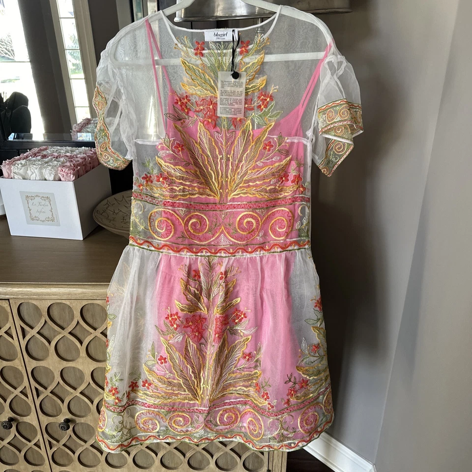 Vestido BLUGIRL BLUMARINE Multi Floral Bordado Tul 2/IT 38 $1510 Foto 1 de 4