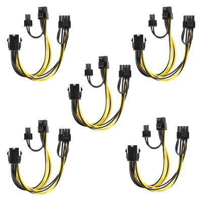 5x PCI-E 6-Pin auf 2x 6+2-Pin (6-Pin/8-Pin) Power Splitter Kabel PCIE PCI Express - Bild 1 von 4