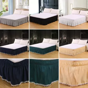 Falda de cama elástica Dust Ruffle 16inch Drop Wrap Around Bedskirt Twin Full Queen - Imagen 1 de 81