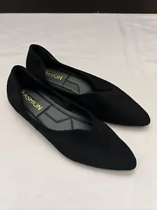 Fashion Solid Black Pointed Toe Flats Women's Size 6 - Picture 1 of 6