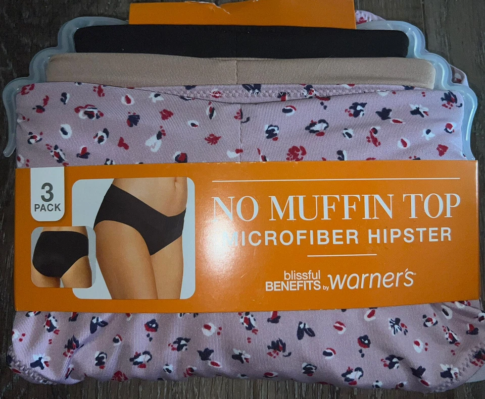 Warners Blissful Benefits 3 Pack Microfiber Hipster 3 Tagless Floral/Solids