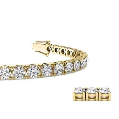 4.51 CT G/VS1 Round Cut Lab Grown Diamond Tennis Bracelet 14k Yellow Gold 6.5" Foto 1 de 2