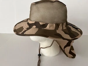 Bucket Boonie Hat Breathable & Neck Cover Flap Wide Brim Desert Camo Size Small - Picture 1 of 8