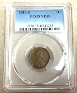 1910-S Lincoln Wheat Cent PCGS VF35 - Picture 1 of 4