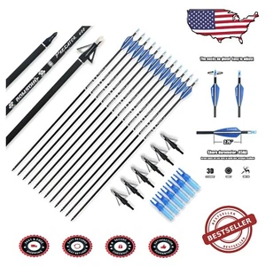 30-Inch Carbon Archery Arrows with High Hardness Vanes for Accurate Hunting - Picture 1 of 9