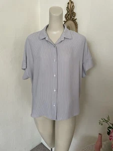 Rachel Zoe Grey Striped Button Down Blouse M - Picture 1 of 6