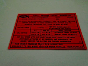 1972 Reproduction Ford 302-2V Emission Decal - Foto 1 di 1