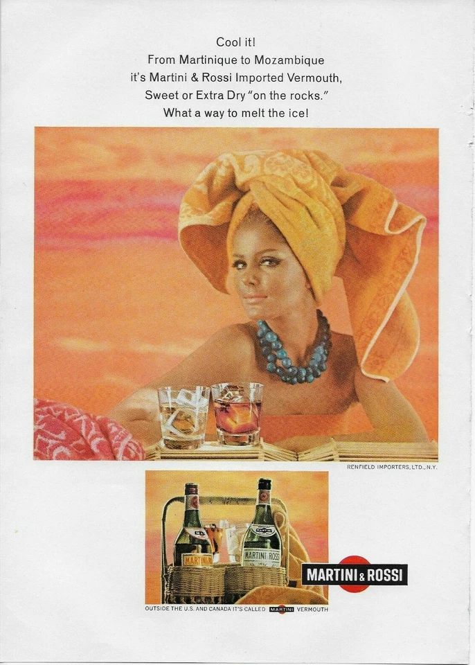 Martini & Rossi Vermouth 1968 Toalla Naranja Niña Bronceada Original Vintage Impreso Anuncio Foto 1 de 1