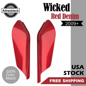 Deflectores de aire Wicked Red Denim marco medio escudo térmico para 2009+ Harley Davidson - Imagen 1 de 9