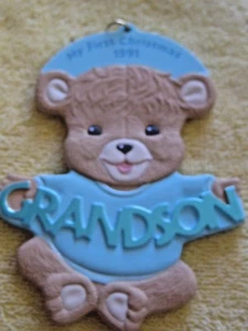 Hallmark Keepsake Christmas Ornament Grandson's First Christmas 1991 Bear - Picture 1 of 2