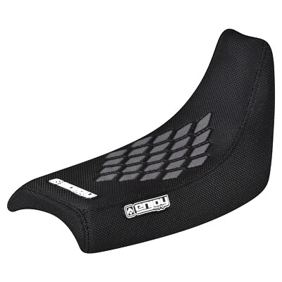 Cubierta de asiento Yamaha PW 50 todo NEGRA con pinza de diamante gris #91 Foto 1 de 4