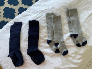 NEW Lot of 4 PRIMARY Brand School Knee Socks Girls Boys Small Navy Blue Gray - Picture 1 of 9