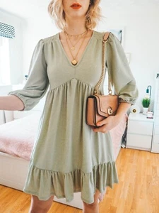 Miss Selfridge Green Smock Dress Size 14 NWTS - Picture 1 of 8