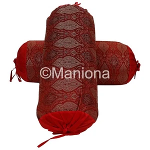 Cojín acolchado de seda indio cilindro yoga cuello sofá cama funda de almohada 2 piezas  - Imagen 1 de 6