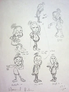 Rugrats 1991 Producción Howard E. Bake FIRMADO Dibujado a Mano DISEÑO CONCEPTO Arte - Imagen 1 de 3