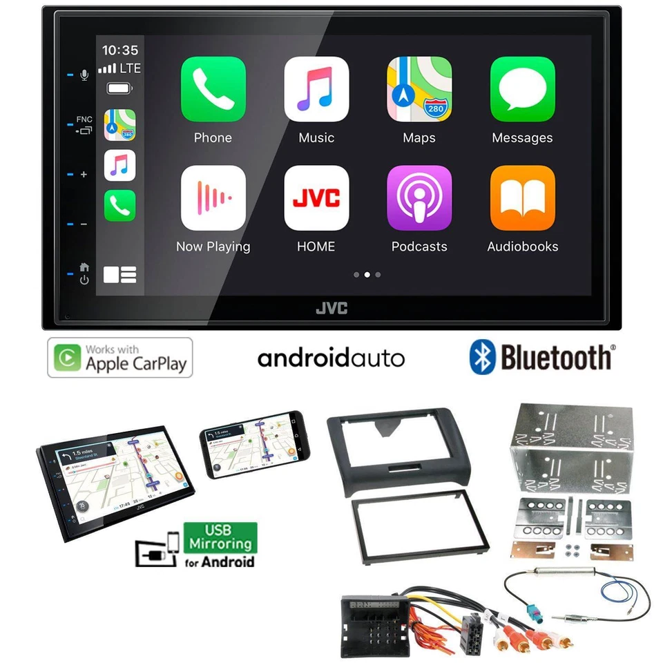 JVC Autoradio Apple CarPlay Android Auto für Audi TT 2006-2014 Vollaktiv Bose - Bild 1 von 4