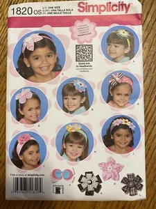 Simplicity 1820 One size Head band w/ flowers Girls NEW Uncut Hair Accessories - Picture 1 of 2