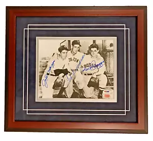 Joe, Dom DiMaggio & Ted Williams signed 8x10 Custom framed - PSA/DNA Auth - Picture 1 of 4